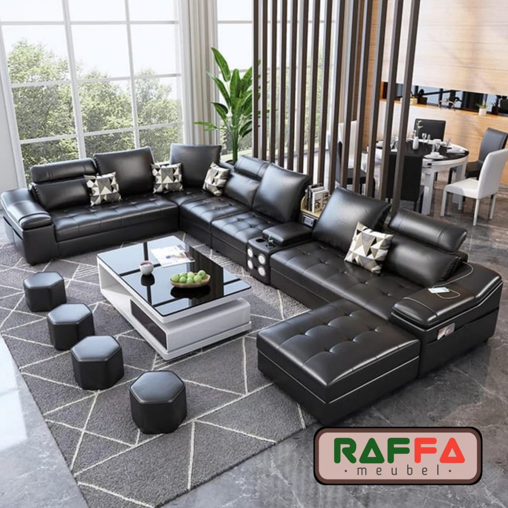 U01 RAFFA MEUBEL - Sofa Leter U - Sofa Ruang Tamu Modern - Sofa Ruang Keluarga - Sofa Kulit Premium