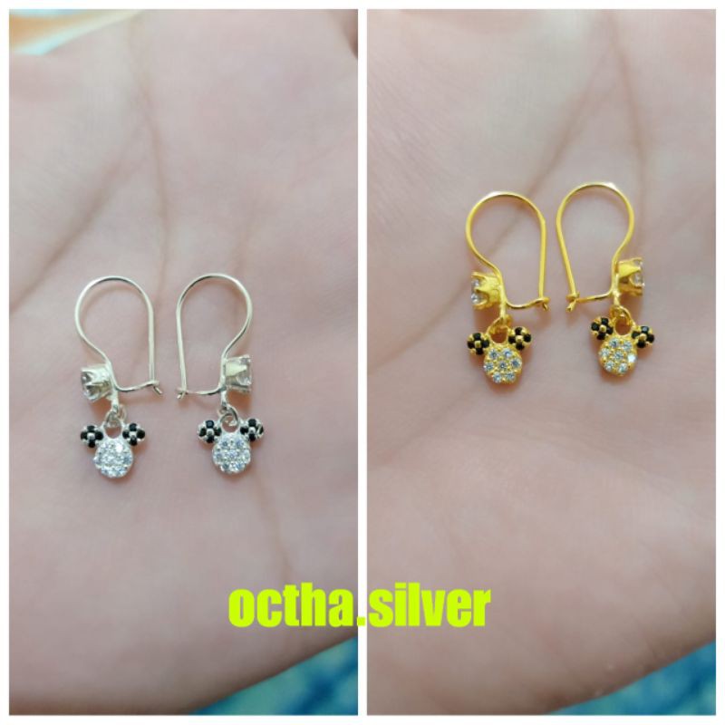 ANTING MICKEY PERAK 925 LAPIS MAS ASLI