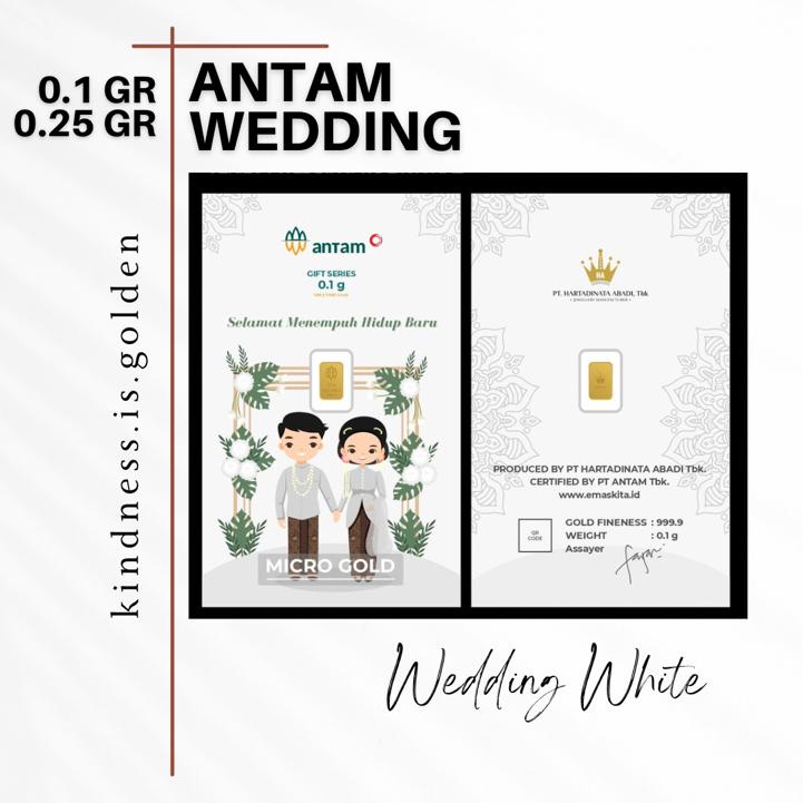 Wedding White - Antam Gold Wedding Series Kado Emas Pernikahan 0,1 Gram 0,25 Gram
