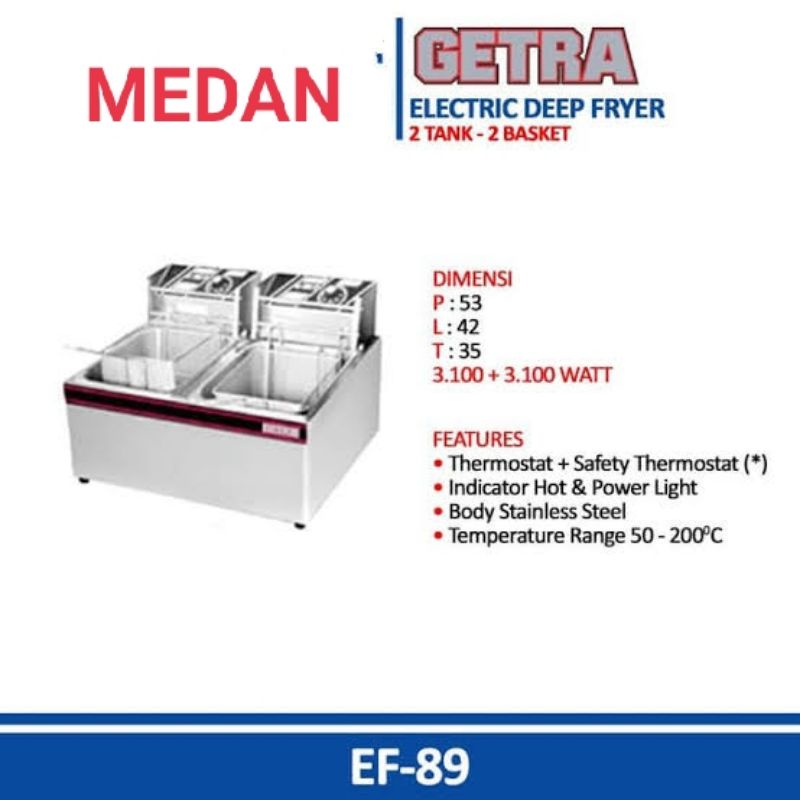 GETRA EF89 Electric Deep Fryer Penggorengan Listrik GETRA