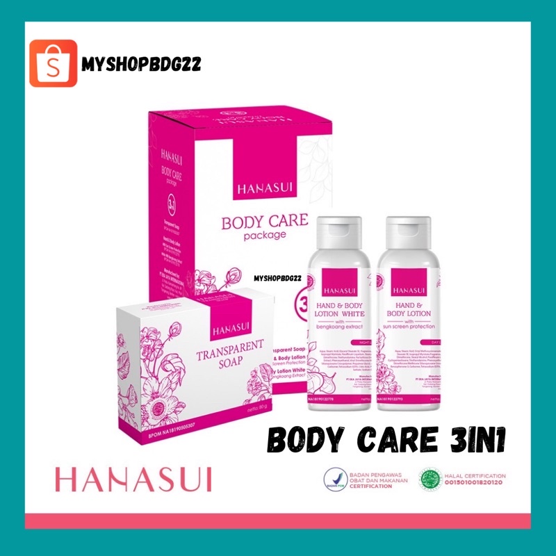 Hanasui Body Care 3in1 / Hanasui transparan soap / Hanasui Body care set