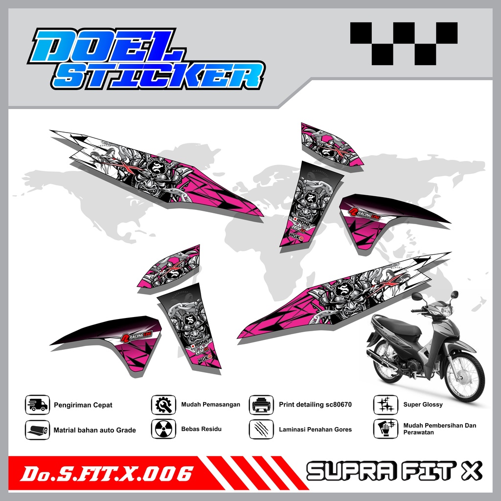 STICKER STRIPING SUPRA FIT NEW SUPRA FIT NEW / FIT X / FIT LIST VARIASI HOLOGRAM , CROME DOEL 006