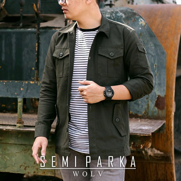 semi parka hijau army jaket pria murah