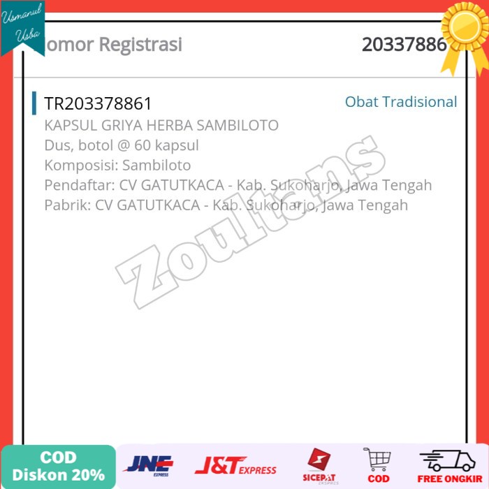 

◾COD◾ Kapsul Ekstrak Sambiloto