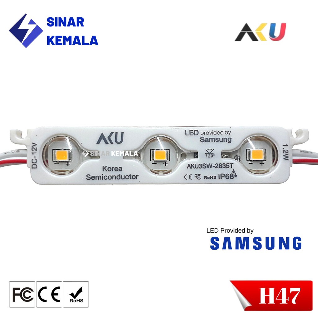 Jual Aku Led Modul Samsung 3 Mata 2835 12v Dc 1 2w Warm White Shopee