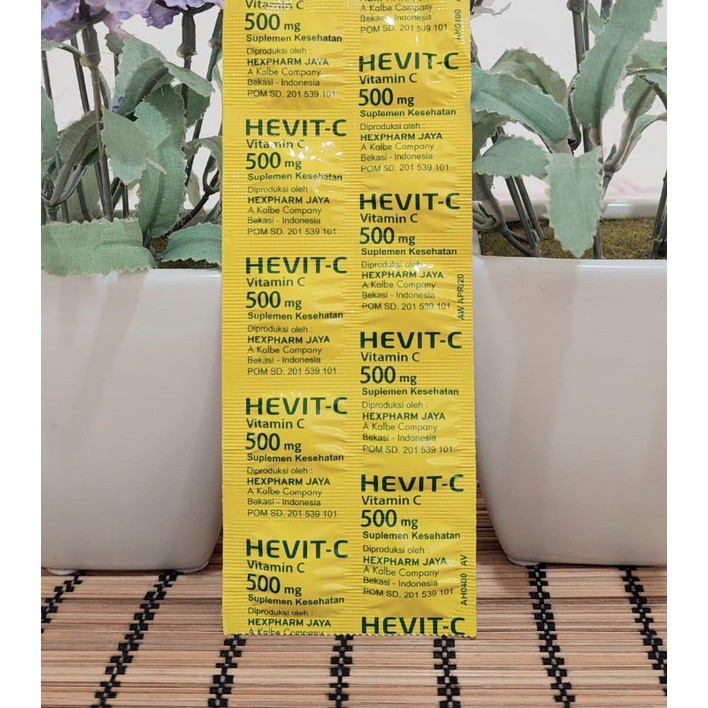 1 Strip 10 Tablet Hevit C Vitamin C 500mg Murah Multivitamin dan Suplemen Kesehatan