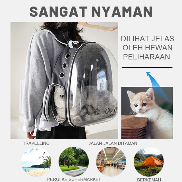 Tas Astronot Kucing Transparant Tas Ransel Travelling Hewan Anjing Pet Cargo Bag Wojia