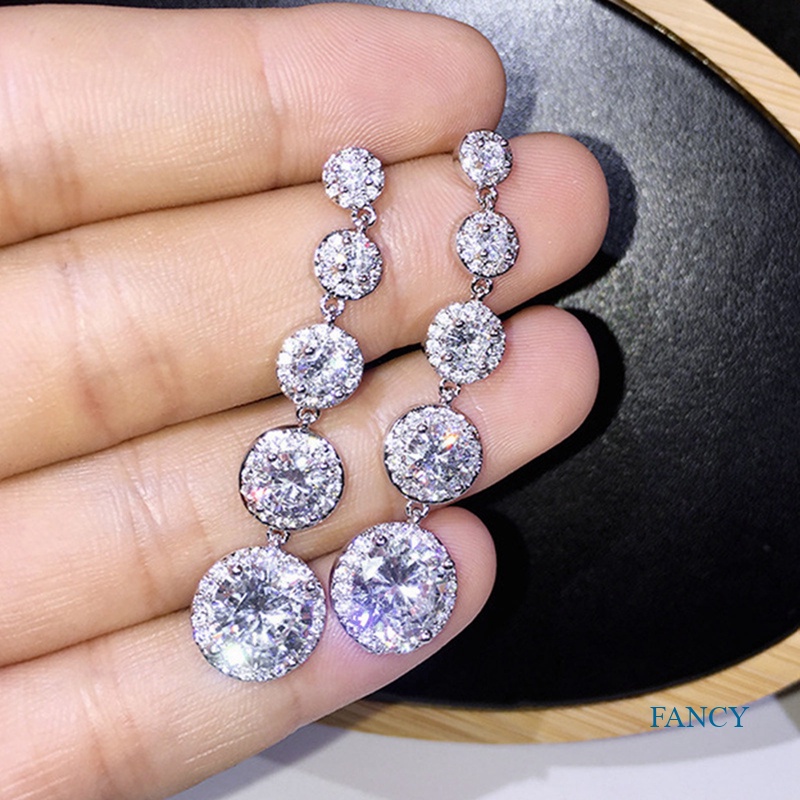 Anting Tusuk Gantung Wanita Desain Angka 5 Hias Cubic Zircon Gaya Trendymewah Untuk Pernikahanpesta