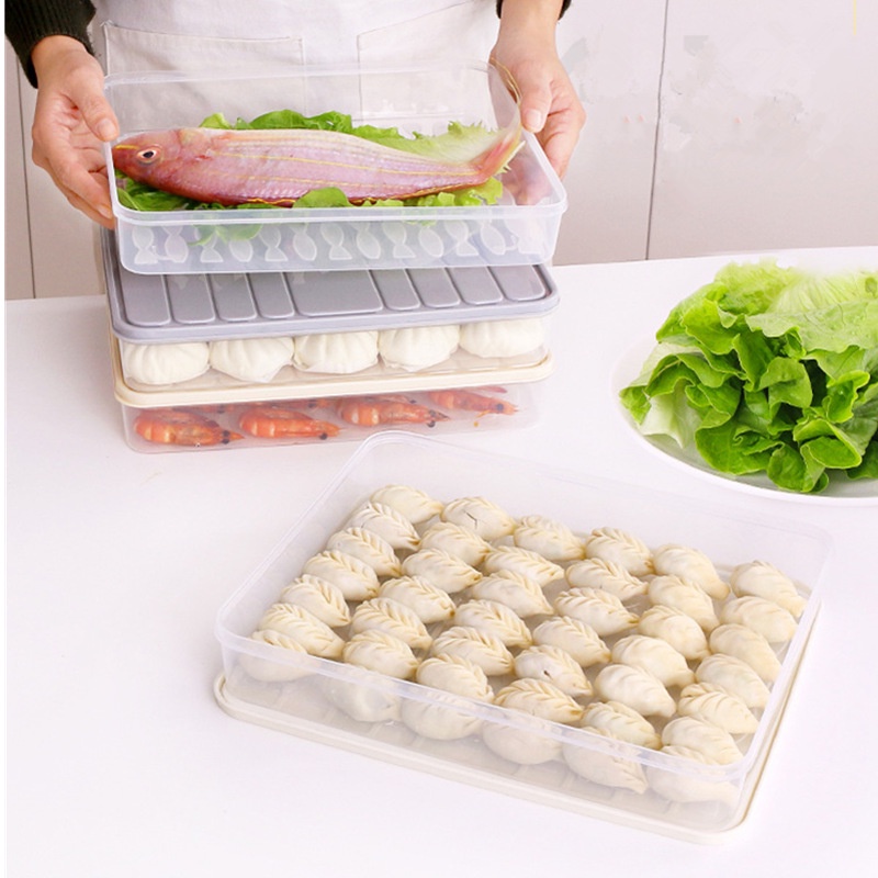 Refrigerator Food Fresh-keeping Box / Egg Dumpling Organizer Box with Lid /  Fridge Container Drawer Storage Boxes