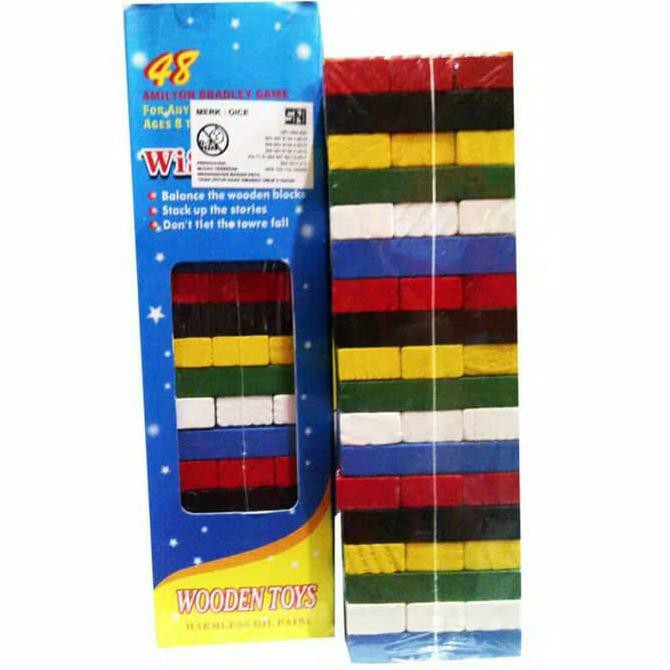 Wodden Uno Stacko Mini Warna (uno stacko balok kayu)