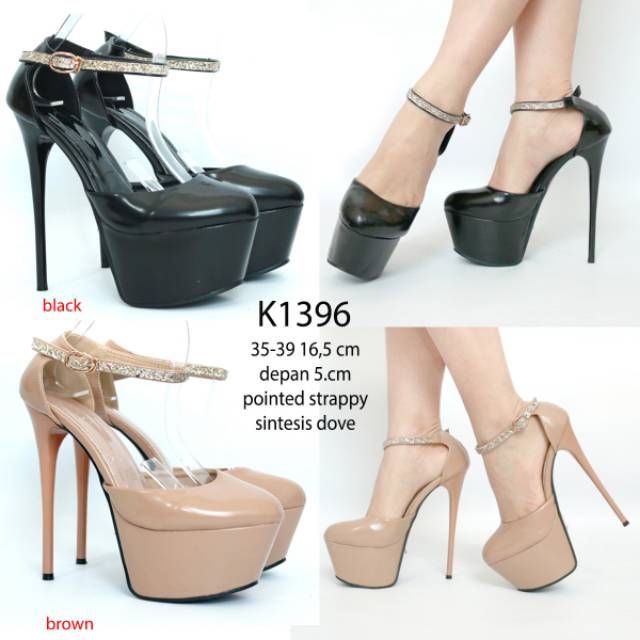 Pointed strappy hak tinggi heels 17cm shoes