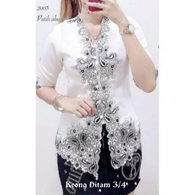 Import Kebaya Modern Keong Bahan katun Kombinasi Brukat Korea Renda