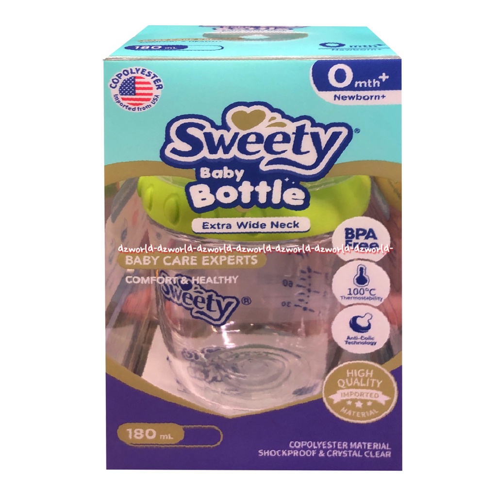 Sweety Baby Bottle Extra Wide Neck 0month+ 180ml Gelas Botol Minum Botol Belajar Minum Anak Bayi Swety Switi