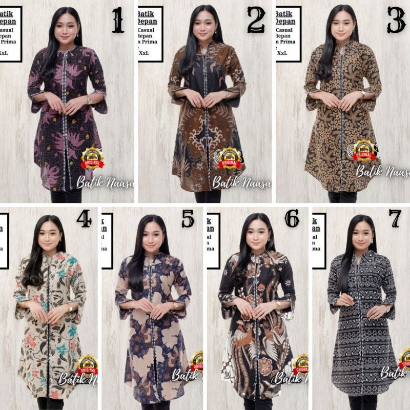 Fashion Baju Atasan Dress Tunik Muslim Batik Wanita Remaja Dewasa Jumbo Bahan Katun Zipper Resleting Depan Lengan Panjang Seragam Acara Agama Pesantren Kondangn Nikahan Tunangan Kerja Kantor Pabrik Organisasi Rumah Tidur Santai Terbaru Modern Kekinian-0