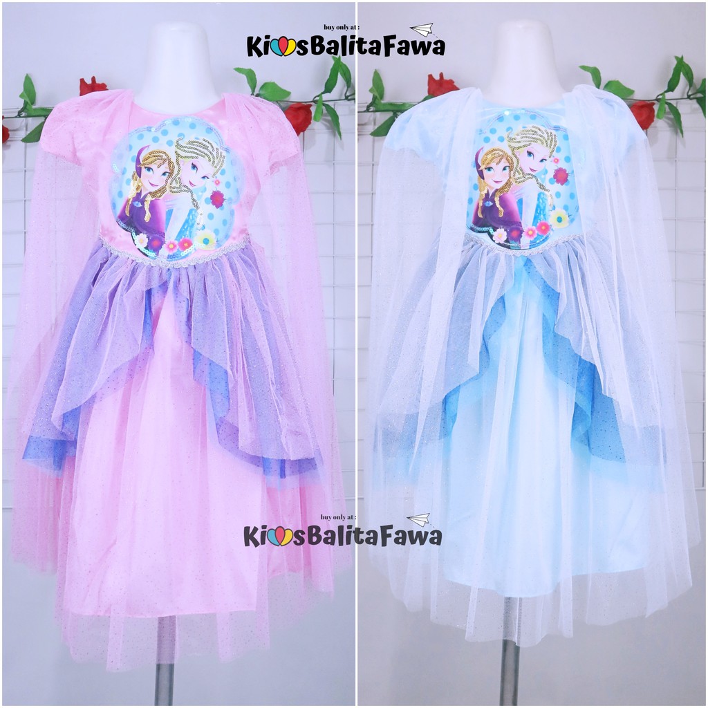 Gaun SNOWY FROZEN uk 3-4 Tahun / Gaun Pesta Ulang Tahun Kostum Princess Elsa Premium Dres Frozen