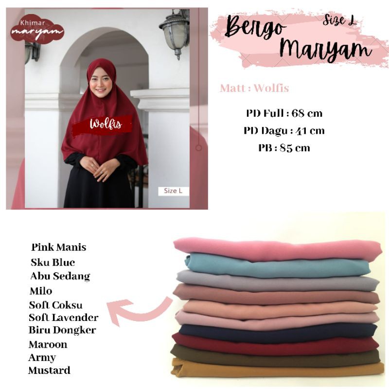 Bergo Maryam Jilbab Instan Bahan Wolfis Kerudung Terlaris
