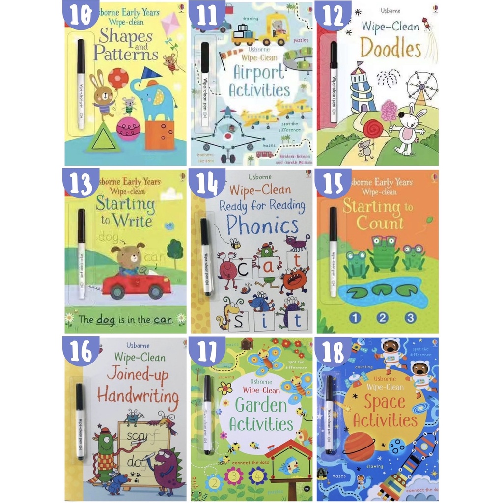 Wipe and clean buku aktivitas anak reusable ( Free Spidol )