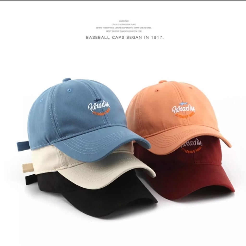 Topi Baseball Hat Cap Paradise warna soft Pria Wanita