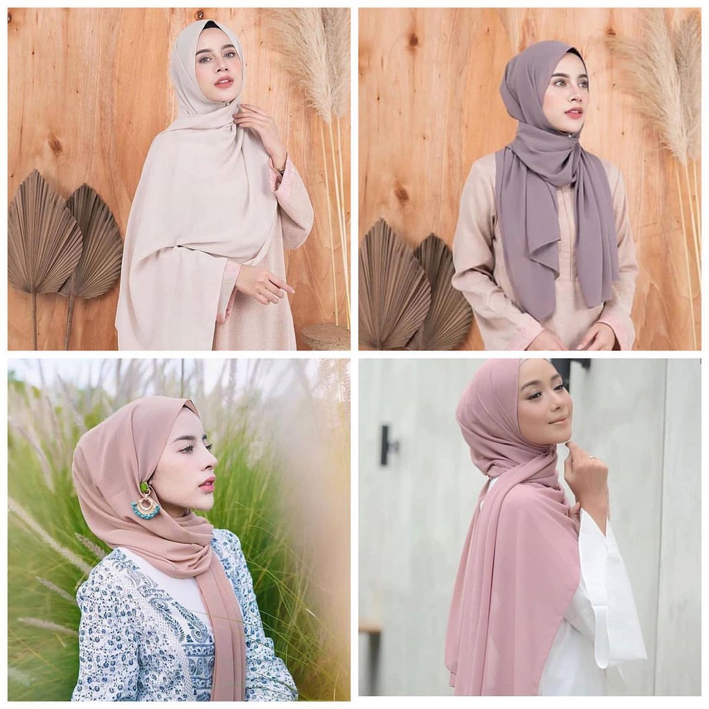 TJM HJB053 Jilbab Pashmina Heavy Chiffon Hijab Pasmina Premium Import