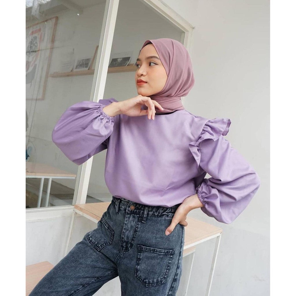 1KG MUAT 5PCS | KAI BASIC RUFFLE SHIRT TOP HITS OOTD SELEBGRAM FASHION GROSIR WANITA MURAH