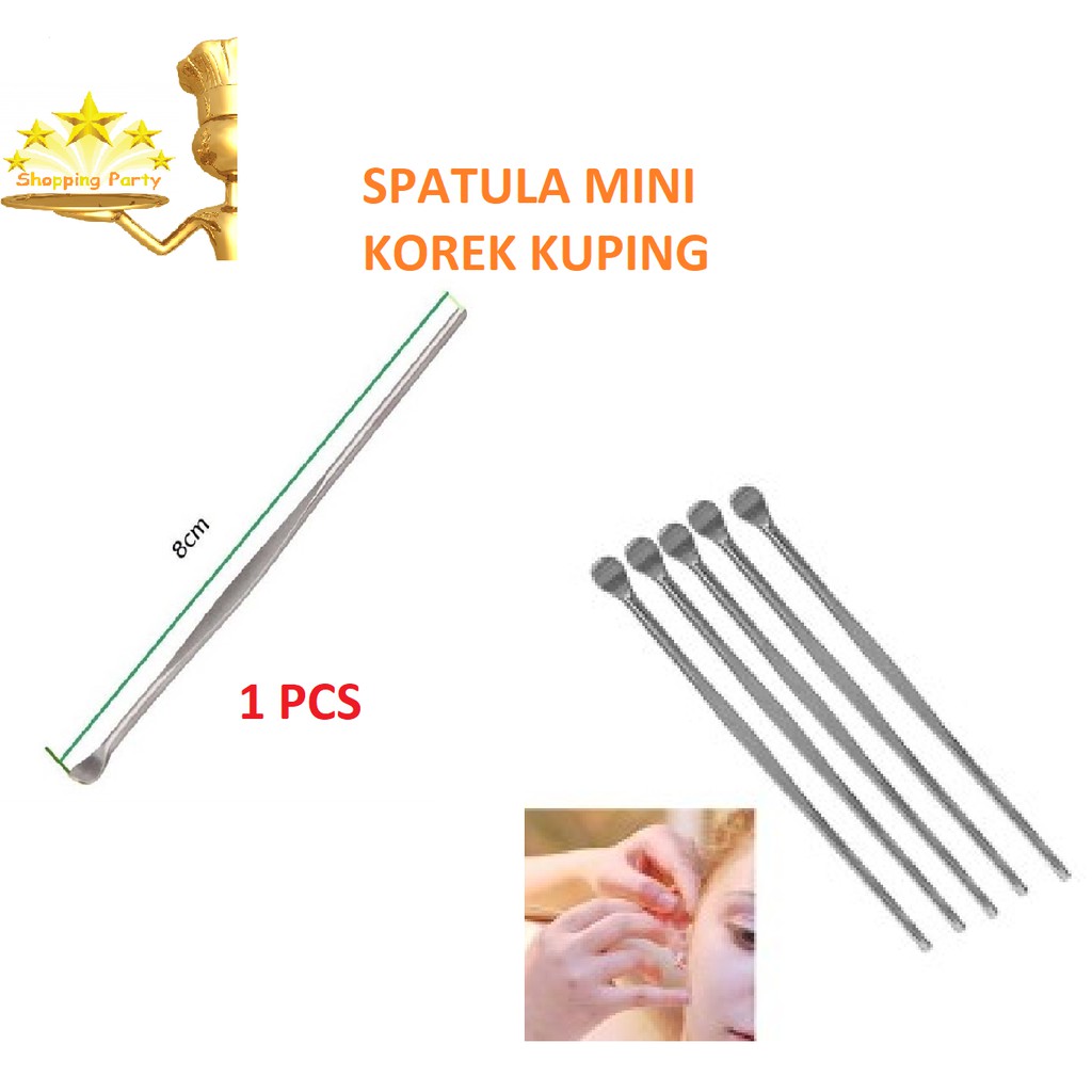 SPATULA POWDER MINI KOREK KUPING EAR PICK PEMBERSIH TELINGA STAINLES 1 PCS