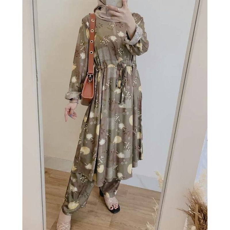 MANDA ONE SET WANITA / SETELAN RAYON DAILY ONE SET BAJU SETELAN PAJIMAS WANITA KEKINIAN-VIONA  LONG SET