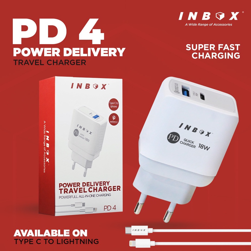 INBOX Charger HP PD 1 / 2 / 3 / 4 / 5 Adapter Free Kabel Data Fast Charging