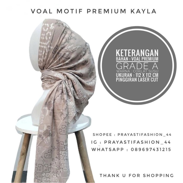 Voal Motif Premium Kayla segiempat / Hijab motif / Hijab segiempat / Fashion hijab murah / Hijab mod