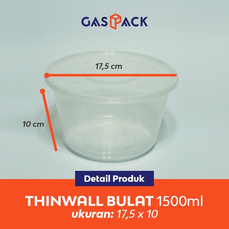 Kotak Makan Plastik / Thinwall / Food Container - Bulat 1500ml