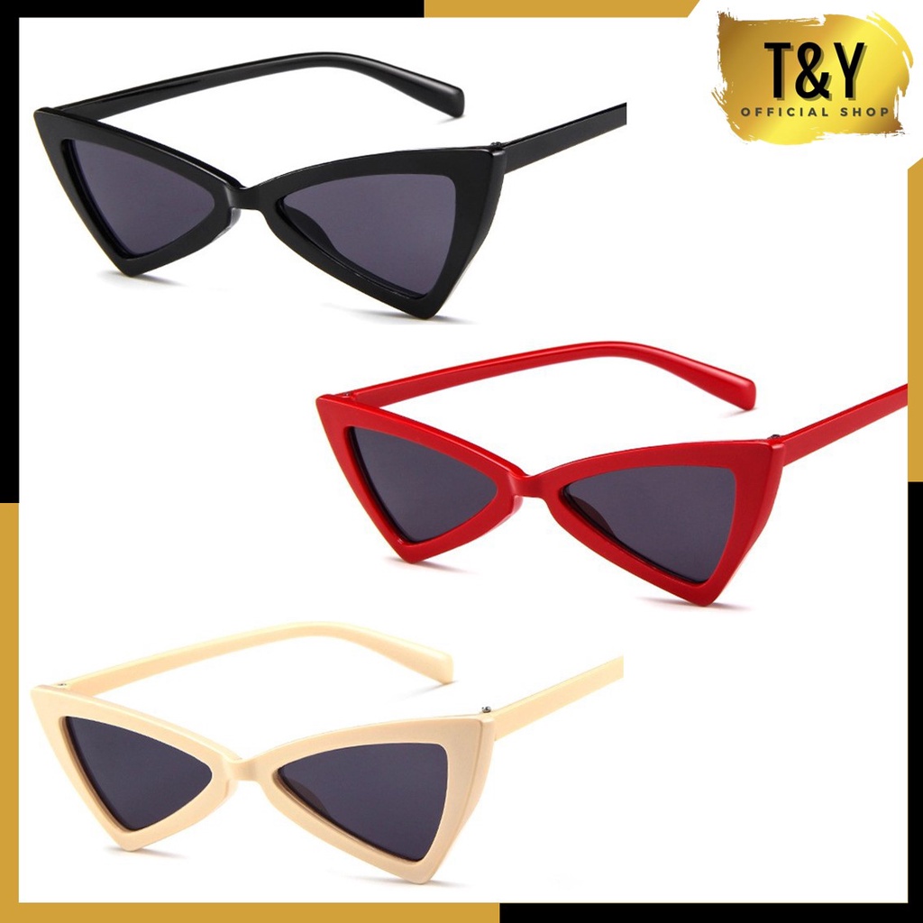 T&amp;Y  Kacamata Fashion  Wanita Model Korea Ulzzang Retro Cat eye Segitiga Kaca mata Import Kekinian