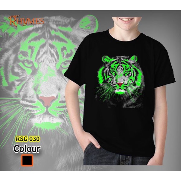 Kaos Anak Laki Laki Macan Putih Glow In The Dark Rhymes Baju Tanggung Animal 3D Premium