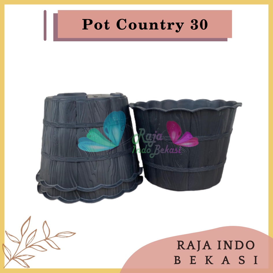 Pot Shallom Country 30 Hitam Pot Motif Gentong Kayu Tebal Cantik Pot Bunga Putih Besar Murah - Pot Motif Bambu Putih SHALLOM COUNTRY 30 pot bunga putih motif gentong kayu tebal cantik