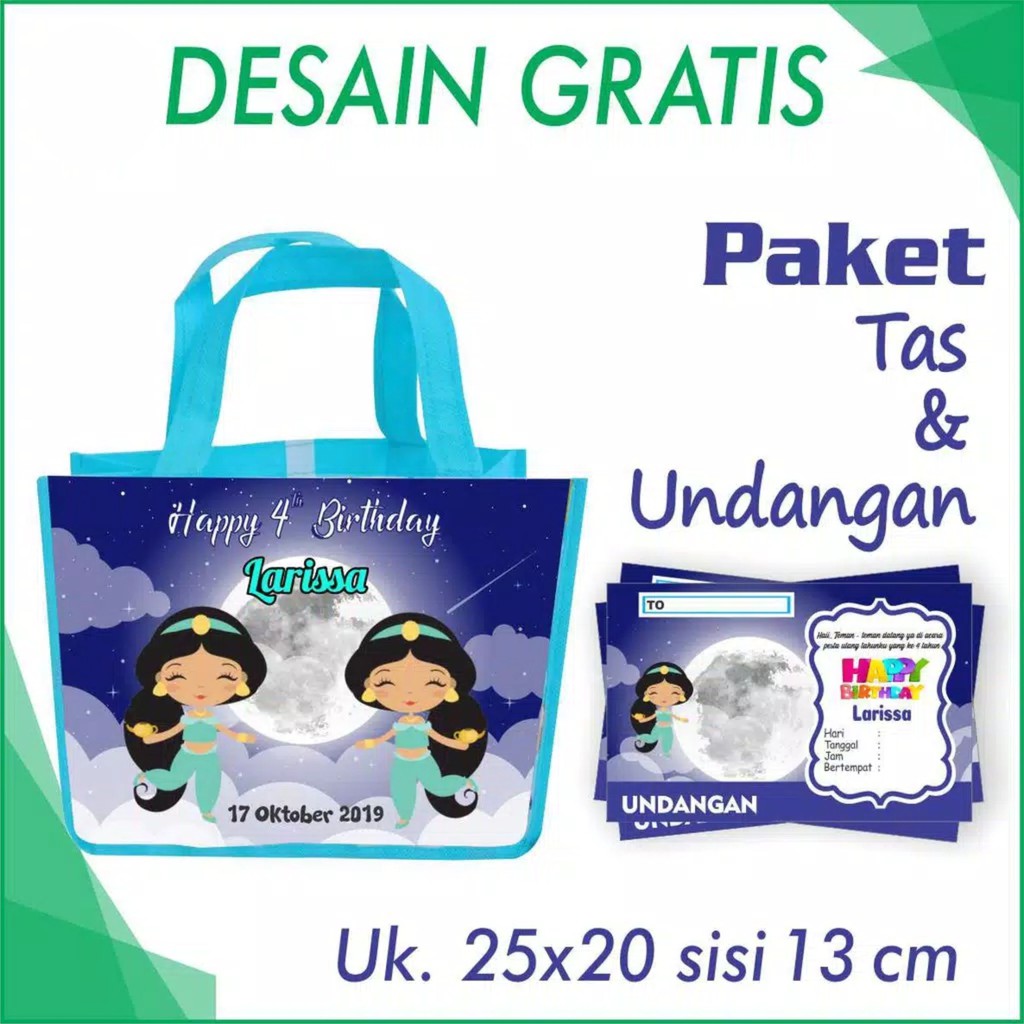 PAKET ULTAH B - TAS JINJING / GOODIE BAG DAN UNDANGAN ULANG TAHUN ANAK | BISA REQUEST DESAIN-2