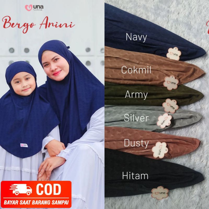 JILBAB BERGO COUPLE IBU DAN ANAK KERUDUNG HARIAN POLOS MURAH BERSERAT BY UNA FASHION JILBAB KHIMAR H