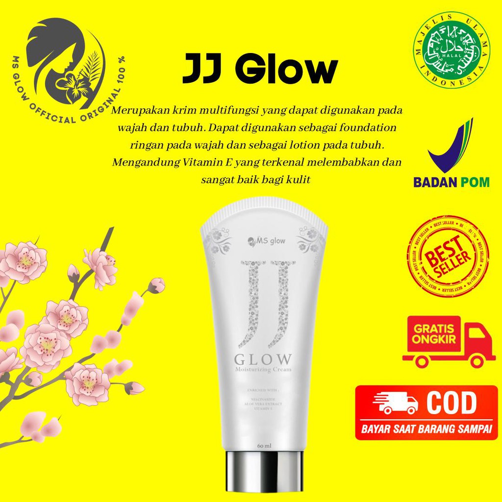 MS Glow JJ Glow Pemutih Pelembab Mencerahkan Menghaluskan Foundation Ori BPOM Halal Body Lotion