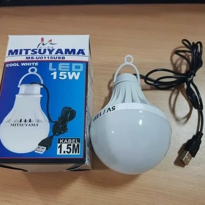 (COD) Lampu Led Emergency Mitsuyama 15 Watt / Bohlam Usb Kabel 15 watt