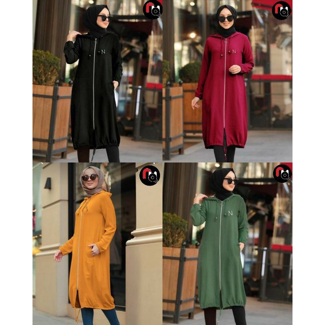 Tunik Hoodie wanita - tunik fleece musim dingin