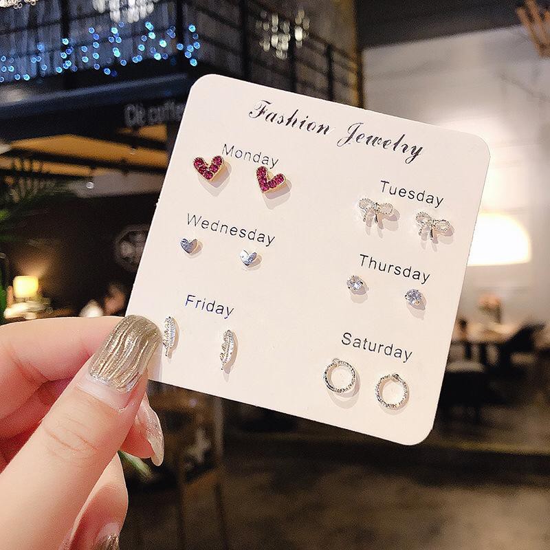 ❤️GTB❤️ A022 Anting Aksesoris Fashion Mutiara Earrings Wanita 6 Pasang Tusuk Simple GayaKorea import-4