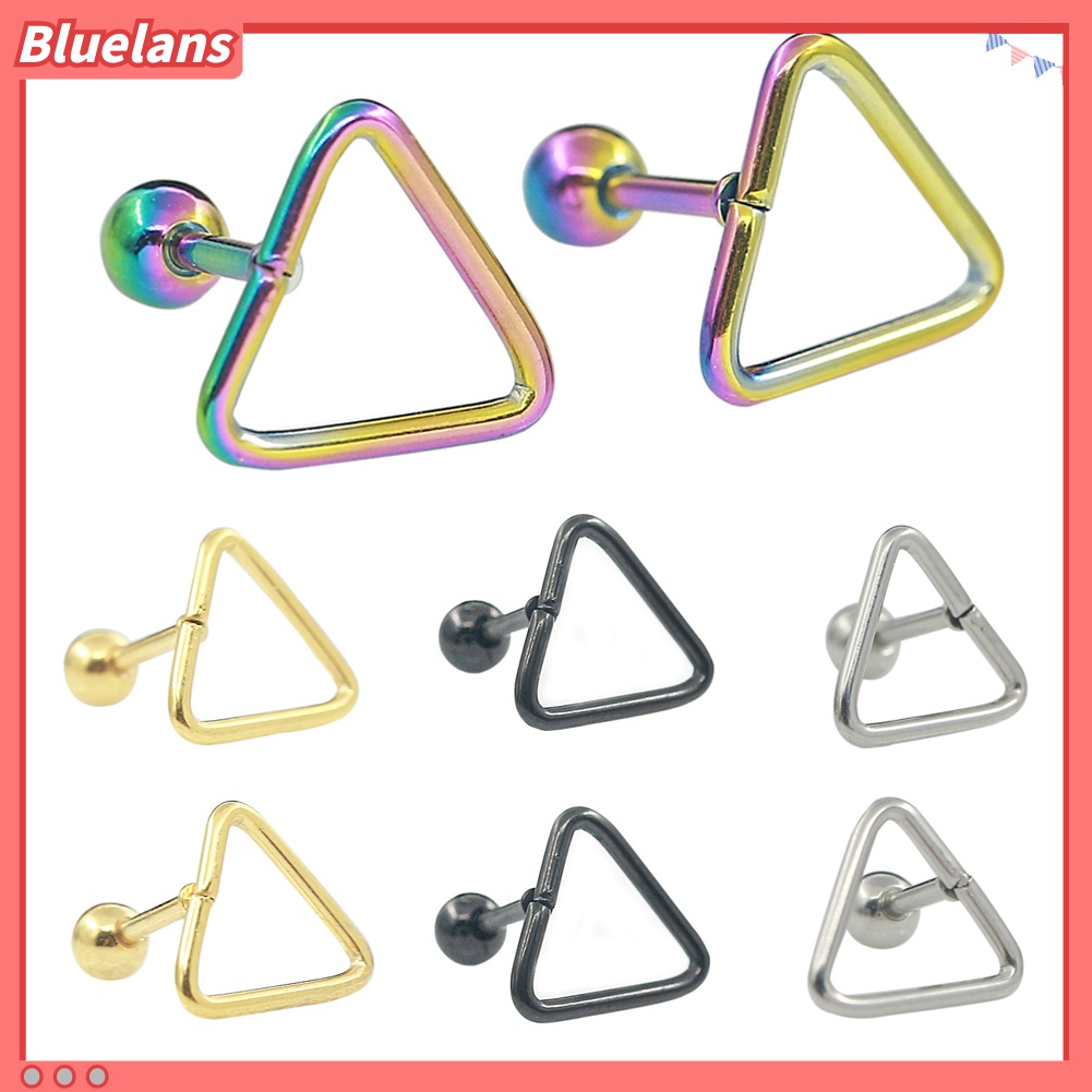 Anting Stud Tindik Tulang Rawan Telinga Bentuk Segitiga Untuk Wanita