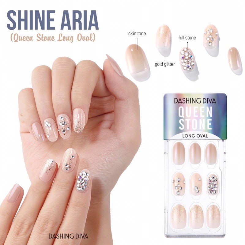 Dashing Diva Magic Press Big Queen Stone Long Oval Slim Super Fit Fake Nails Kuku Palsu Shopee Indonesia