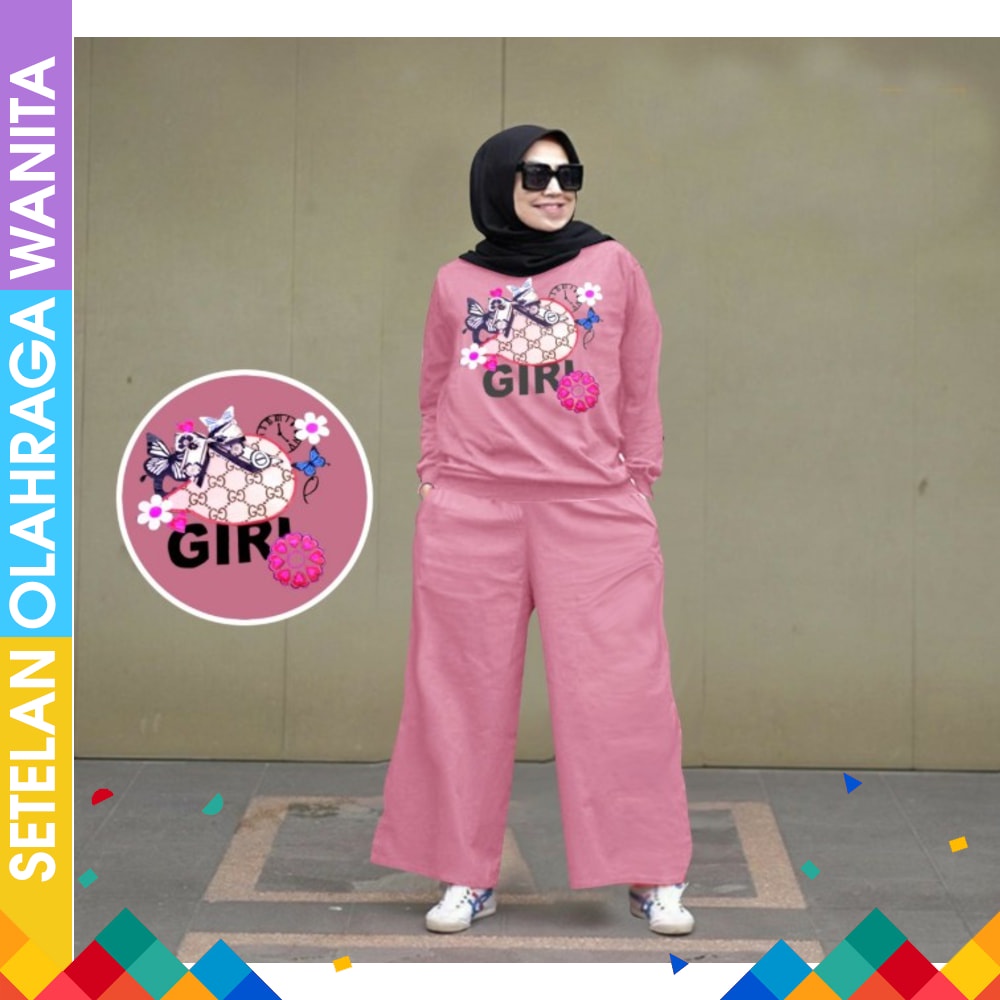 PROMO Baju Olahraga Muslimah Buntiq Red Persian Setelan Kaos Olahraga dan Celana Olahraga Muslimah