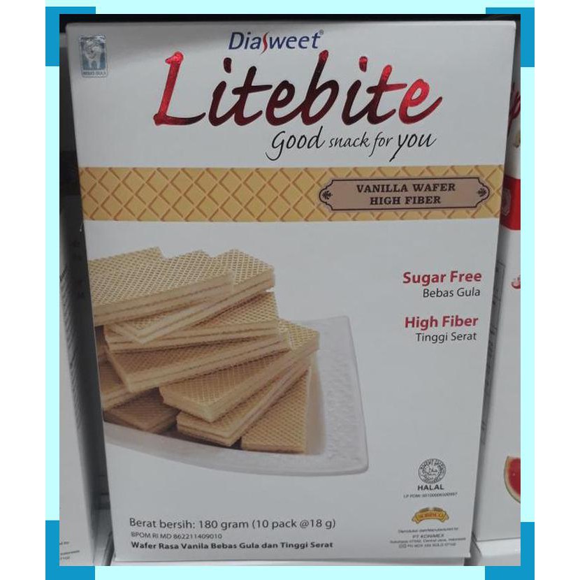 

Diasweet litebite Vanilla wafer high fiber low sugar 180 gram