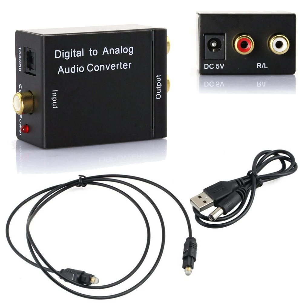 Digital to Analog Audio Converter Toslink Optical Coaxial to RCA untuk LED TV  Bluray Plus Kable