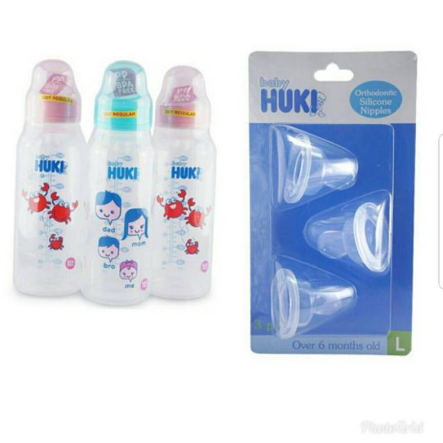 Huki botol plus dot gepeng 240ml dan 120ml