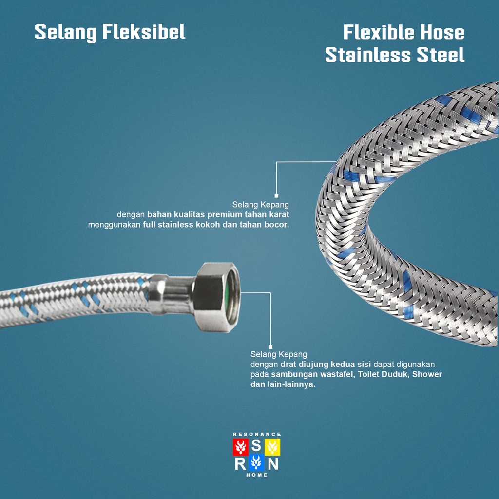 Selang Anyam Fleksibel 50cm / Flexible Hose Closet Wastafel Resonance Home