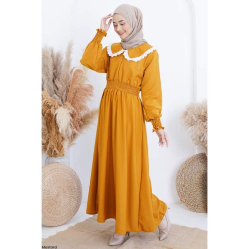 Gamis monscrep Sharie Maxi | Gamis Muslim | Busui Friendly | Fashion Muslim Gamis Kancing Aktif