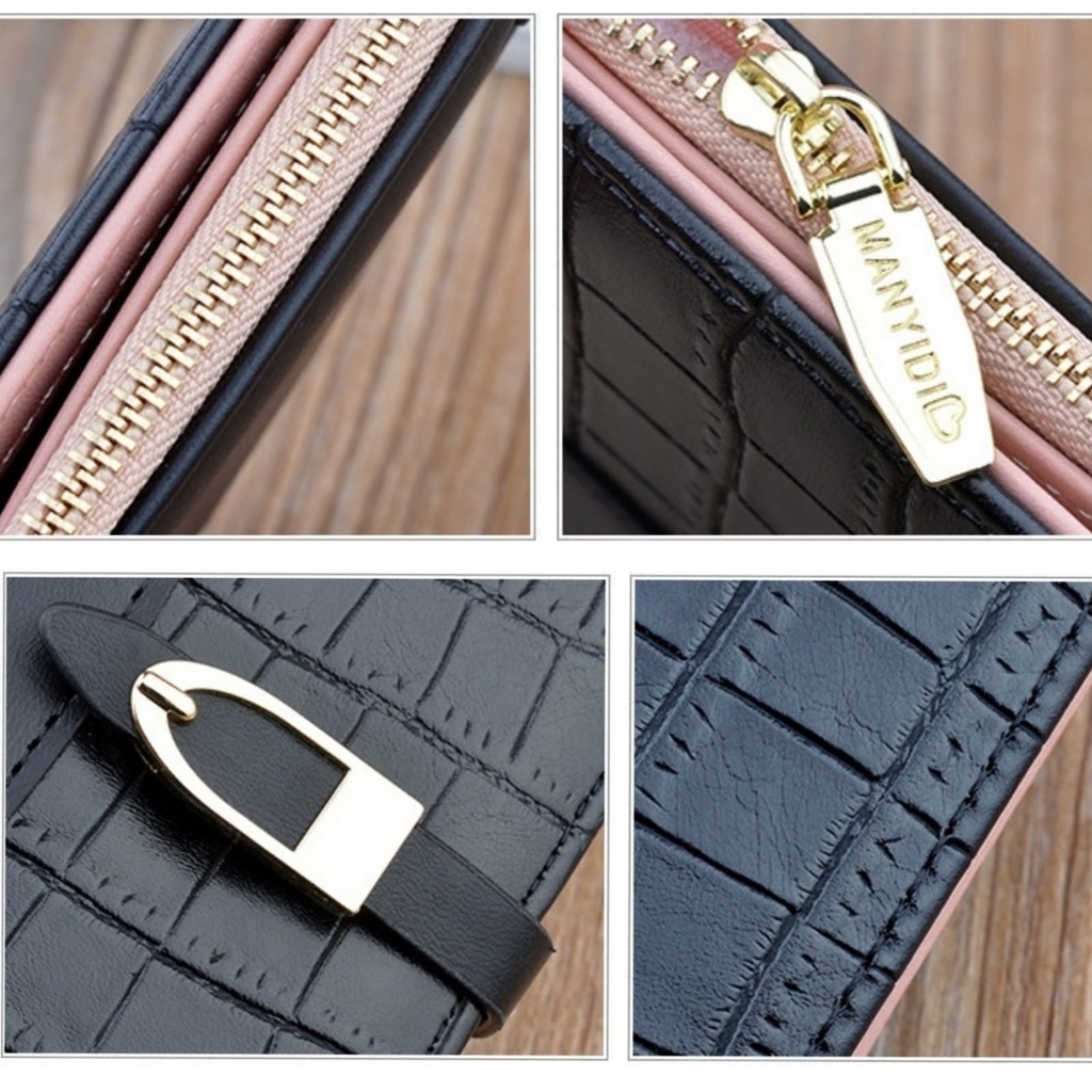 DOMPET PANJANG WANITA KOREA KULIT CROCO HITAM LINOIS RESLETING WA480B5 IMPORT TIPIS REMAJA SLOT KARTU UANG BATAM SIMPLE LUCU KEKINIAN BRANDED MURAH CEWEK PREMIUM