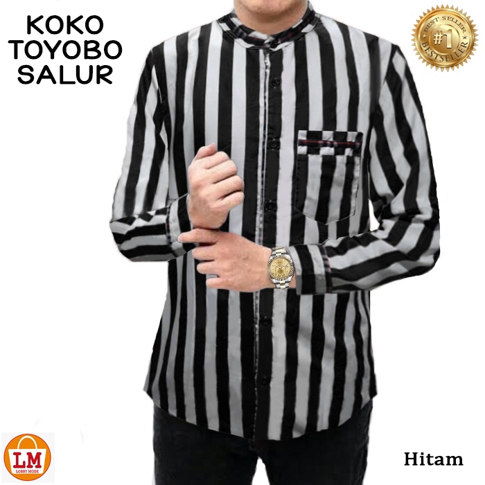 Baju Kemeja Pria TOYOBO SALUR Katun Motif Lengan Panjang / 22945