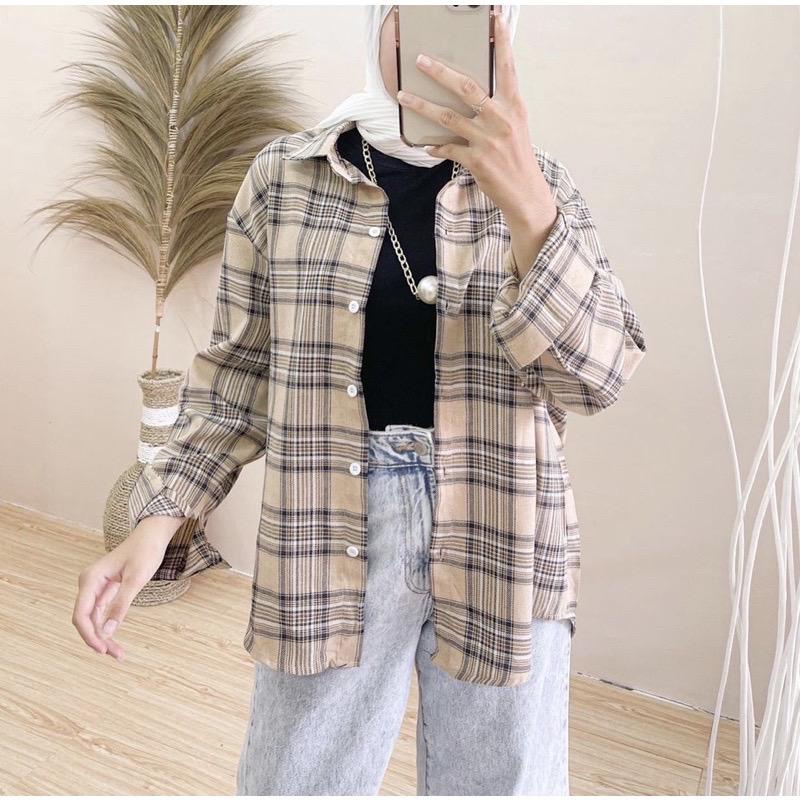 KEMEJA MERYYL FLANEL SHIRT / KEMEJA WANITA OVERSIZED KOTAK FLANEL TARTAN-3
