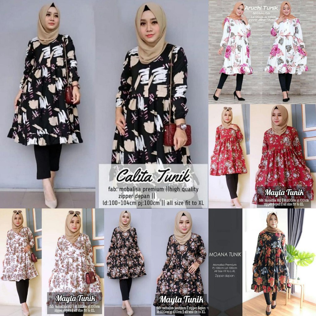 fashion muslim wanita / tunik XL / tunik monalisa murah / tunik besar / tunik jumbo